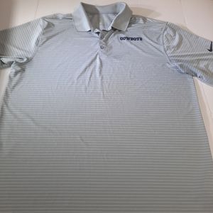 Nike Dallas Cowboys Polo Shirt Mens XL Gray Striped  DriFit Short Sleeve  NFL